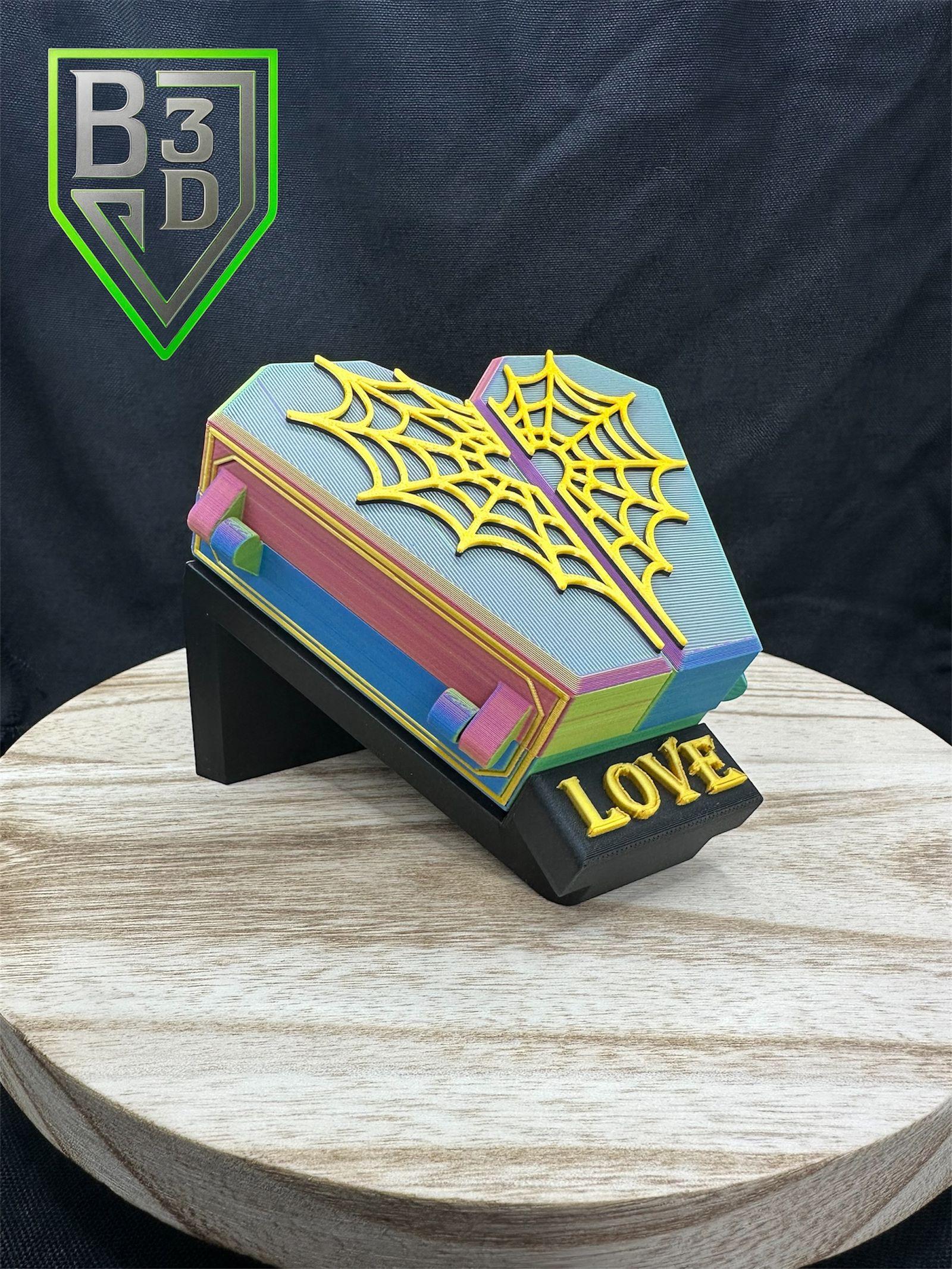Original Coffin Heart Box, a colorful gothic jewelry box
